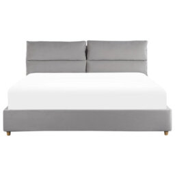 Beliani Ottoman Bed Velvet Batilly 180 X 200 Cm (Eu Super King) Light Grey - thumbnail 7
