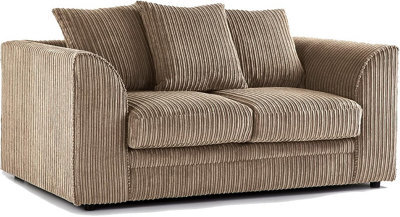 BlissFurniture Ltd Bliss Furniture Beige Jumbo Cord 2 Seater Sofa Compact Size With Scatter Back Cushions - image 1