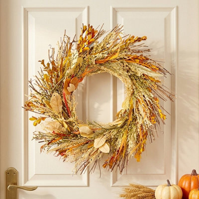 Garden Greatness Dried Autumn Mixed Leaf Door Wreath - image 1