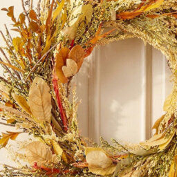 Garden Greatness Dried Autumn Mixed Leaf Door Wreath - thumbnail 2