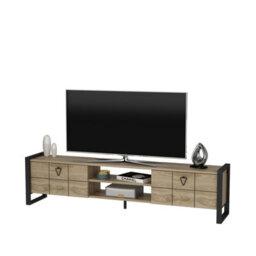 Decorotika Mila Tv Stand With Wall Shelf For Tvs Up To 73 Inches Oak Black - thumbnail 6