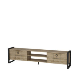 Decorotika Mila Tv Stand With Wall Shelf For Tvs Up To 73 Inches Oak Black - thumbnail 7