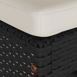Berkfield Garden Bar Stools With Cushions 2 Pcs Black Poly Rattan - thumbnail 7