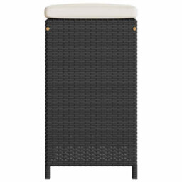 Berkfield Garden Bar Stools With Cushions 2 Pcs Black Poly Rattan - thumbnail 5