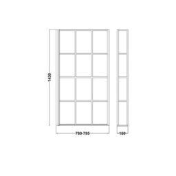 Royal Bathrooms 1430mm Matt Black Grid Framed L-Shaped Fixed Bath Screen With Panel 6mm Toughened Safety Glass - thumbnail 5