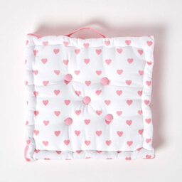 Homescapes Cotton Pink Hearts Floor Cushion, 50 X 50 Cm - thumbnail 3