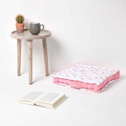 Homescapes Cotton Pink Hearts Floor Cushion, 50 X 50 Cm - thumbnail 2