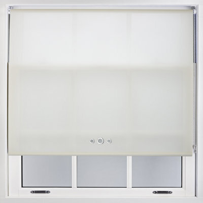 Furnished Roller Blind With Triple Chrome Round Eyelet And Metal Fittings - Cream Daylight Shade (W)120Cm X (L)165Cm