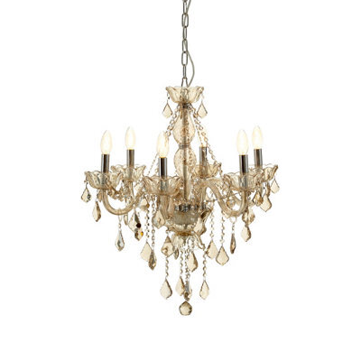 Orsina Murano 8 Bulb Chrome/cognac Glass Chandelier - image 1
