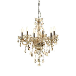 Orsina Murano 8 Bulb Chrome/cognac Glass Chandelier - thumbnail 1