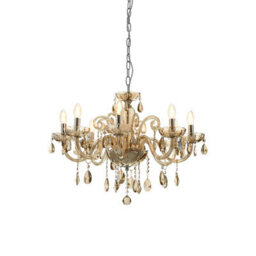 Orsina Murano 8 Bulb Chrome/cognac Glass Chandelier - thumbnail 2