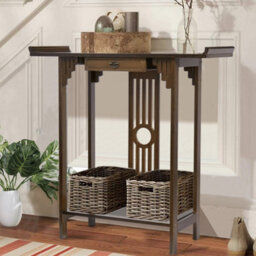 Fativo L81.5X W31.2X H82.8Cm Oriental Console Table Rustic Wood Hallway Writing Table Hall Corridor Furniture