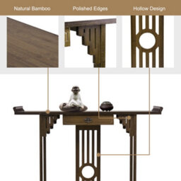 Fativo L81.5X W31.2X H82.8Cm Oriental Console Table Rustic Wood Hallway Writing Table Hall Corridor Furniture - thumbnail 4