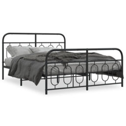Berkfield Metal Bed Frame Without Mattress With Footboard Black 135X190Cm - thumbnail 2