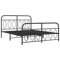Berkfield Metal Bed Frame Without Mattress With Footboard Black 135X190Cm - thumbnail 3