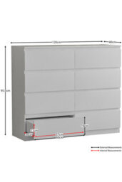 Lassic Vida Designs Denver 3 Piece Bedroom Set - (2 Drawer Large Bedside Chest, 8 Drawer Chest, 2 Door 2 Drawer Wardrobe), White - thumbnail 7