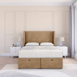 "Sloomy Devonshire Latte Dumfries 6Ft Ottoman Bed End Opening With Sprung Memory Mattress & 54"" Headboard-Super King" - thumbnail 2