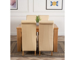 That's Furniture Dakota 127 X 82 Cm Chunky Oak Small Dining Table And 4 Chairs Dining Set With Montana Ivory Leather Chairs - thumbnail 2