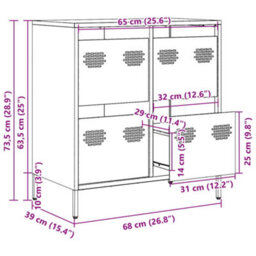 Vidaxl Sideboard Olive Green 68X39X73.5 Cm Cold-Rolled Steel - thumbnail 3