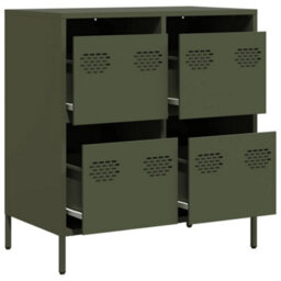 Vidaxl Sideboard Olive Green 68X39X73.5 Cm Cold-Rolled Steel - thumbnail 4