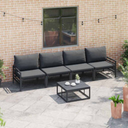 Berkfield Modern Garden Sofa Set 4 Pcs Anthracite Steel - thumbnail 3
