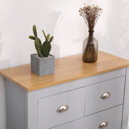 Furniturehmd Storage Chest Of Drawers Organiser Unit With 4 Drawers For Bedroom,living Room Grey And Oak - thumbnail 3