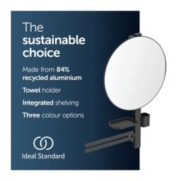 Ideal Standard Alu+ Matt Silk Black Round Wall-Mounted Bathroom Mirror (H)81.7Cm (W)64Cm - thumbnail 3