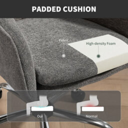 Homcom Modern Snow Flannel Office Desk Chair For Bedroom, Living Room, Grey - thumbnail 5