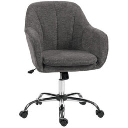 Homcom Modern Snow Flannel Office Desk Chair For Bedroom, Living Room, Grey - thumbnail 2