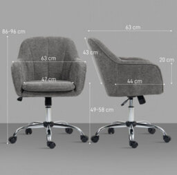 Homcom Modern Snow Flannel Office Desk Chair For Bedroom, Living Room, Grey - thumbnail 3