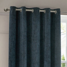 Paoletti Neptune Fully Lined Velvet Eyelet Curtain Pair, Navy, (W) 168 X (D) 183Cm - thumbnail 3