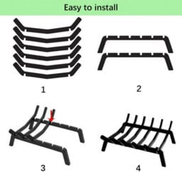 Heavy Duty Steel Fireplace Grate Heat Resistant Firewood Rack With Reinforced Legs High Airflow Design Rust Proof Finish - thumbnail 7