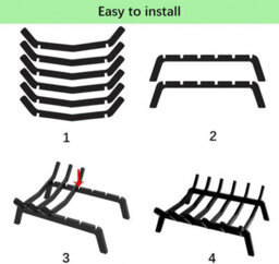 Heavy Duty Steel Fireplace Grate Heat Resistant Firewood Rack With Reinforced Legs High Airflow Design Rust Proof Finish - thumbnail 6