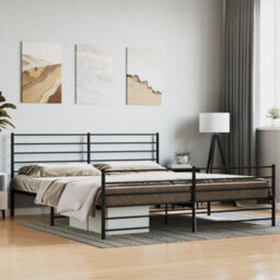 Berkfield Metal Bed Frame With Headboard And Footboard Black 193X203 Cm