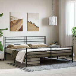Berkfield Metal Bed Frame With Headboard And Footboard Black 193X203 Cm - thumbnail 3