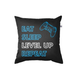 rucomfy Beanbags Rucomfy Gaming Eat Sleep Level Up Repeat Cushion 45X45Cm - Soft & Supportive Gamer Pillow - thumbnail 3