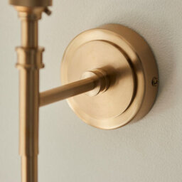 Luminosa Lighting Luminosa Chester Brushed Aged Brass Plate Wall Light With Coral Pink Fabric Ikat Shade 16Cm B22 - thumbnail 5