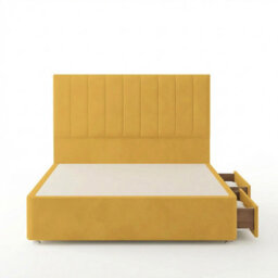 "Adore Designs Portland Plush Velvet Divan Bed, 50"" Headboard - 4Ft6 Double - Turmeric - 2 Drawers Same Side" - thumbnail 2