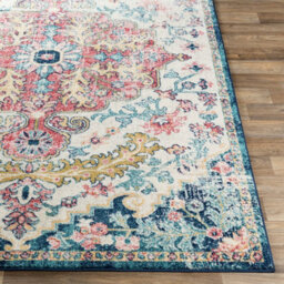 Livabliss Murat-Vintage Blue Red Yellow Traditional Boho Living Dining Bedroom Rug 200 X 275 Cm Easy Care, Non Shedding - thumbnail 5