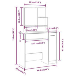 Walplus Dressing Table Set Concrete Grey 86.5X35X136 Cm - thumbnail 9