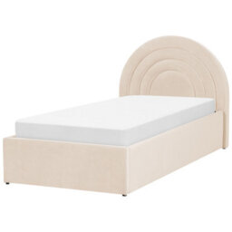 Beliani Kids Ottoman Bed Velvet Anet 90 X 200 Cm (Eu Single) Beige - thumbnail 4