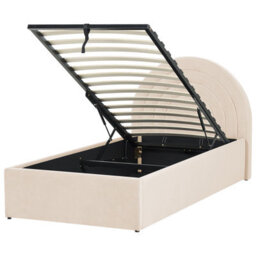 Beliani Kids Ottoman Bed Velvet Anet 90 X 200 Cm (Eu Single) Beige - thumbnail 1