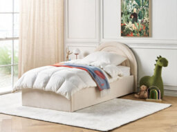 Beliani Kids Ottoman Bed Velvet Anet 90 X 200 Cm (Eu Single) Beige - thumbnail 2