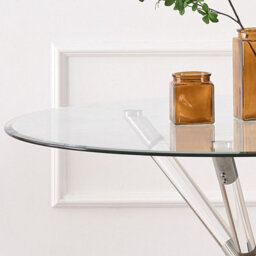 Vidrio 100Cm Round Glass Dining Table Silver & Acrylic Legs - thumbnail 3