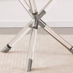 Vidrio 100Cm Round Glass Dining Table Silver & Acrylic Legs - thumbnail 2
