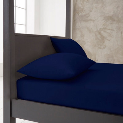 Gc Gaveno Cavailia Premium Super Soft Percale Fitted Sheet Double Navy