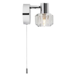 Happy Homewares Modern Polished Chrome Wall Light With Chunky Ice Cube Shade - thumbnail 2