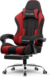 Gtplayer Fabric Gaming Chair With Footrest, Massage Ergonomic Computer Chairs Height Adjustable Heavy Duty Pc Chair, Red
