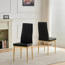 Furnizone UK Auric 6-Seater White Marble-Effect Glass Dining Table And 6 Glitz Black Faux Leather Chairs - thumbnail 5