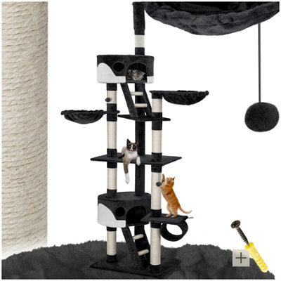 Tectake Cat Tree Hansi - 243 To 260 Cm, Sisal Cat Scratching Posts - Black/white - image 1